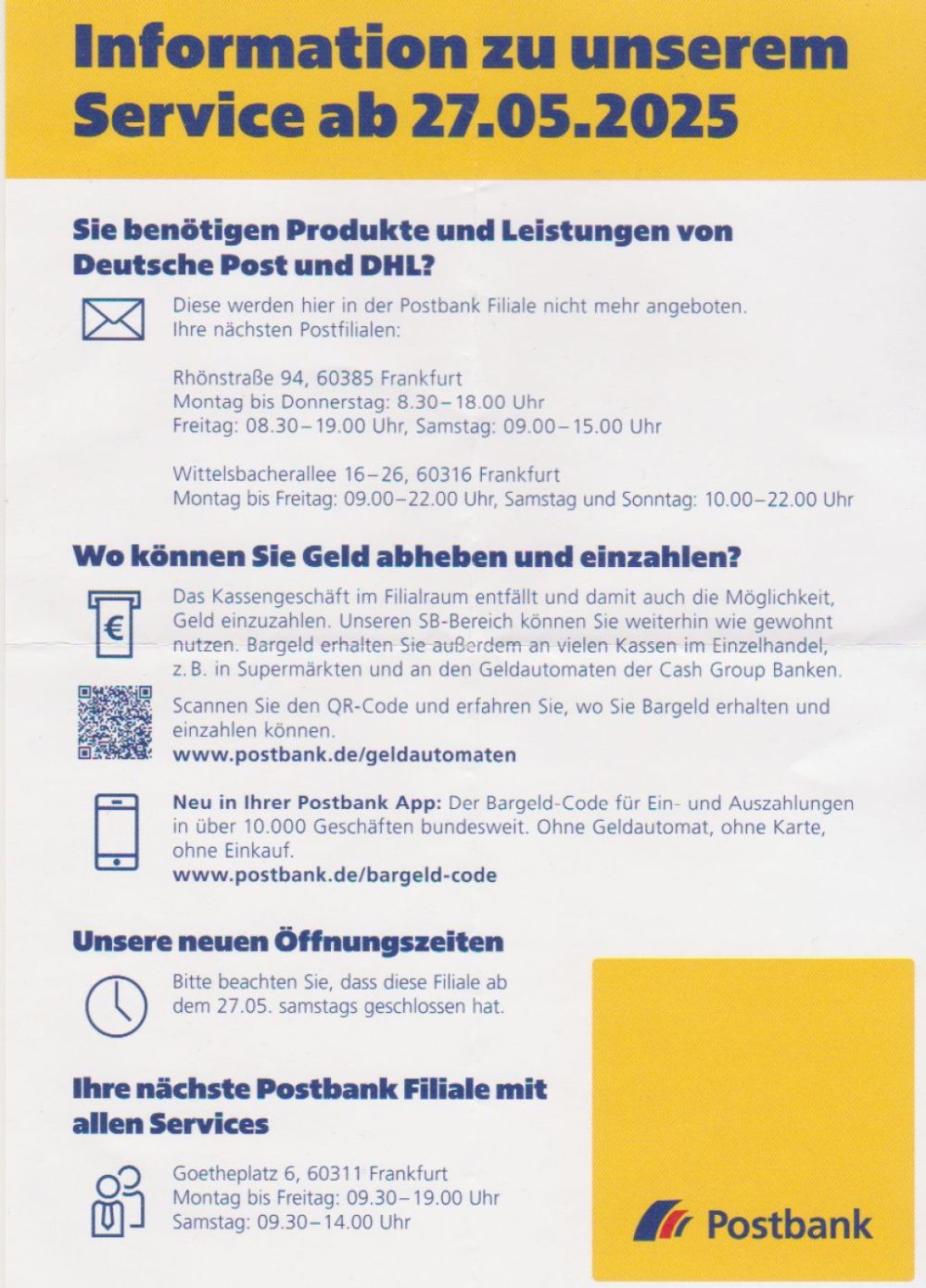 Post Flyer schließung der Saalburgalle